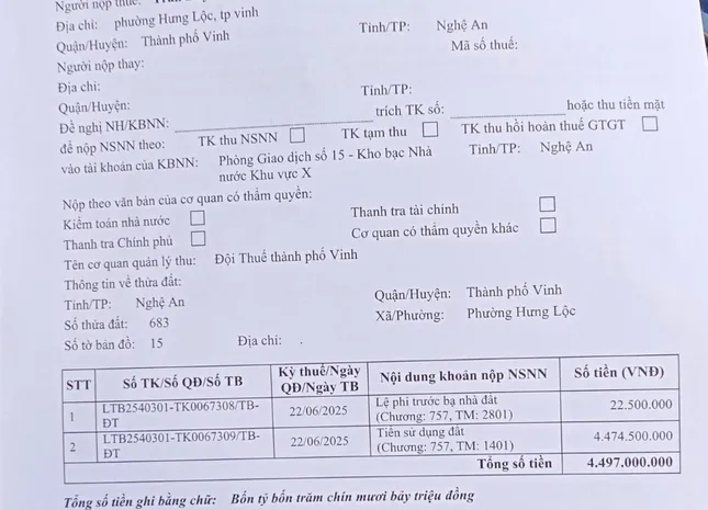 Vụ áp thuế gần 4,5 tỷ cho 300m² đất: Sở Tài nguyên Nghệ An báo cáo ra sao?- Ảnh 2. Vụ áp thuế gần 4,5 tỷ cho 300m² đất: Sở Tài nguyên Nghệ An báo cáo ra sao?- Ảnh 2.