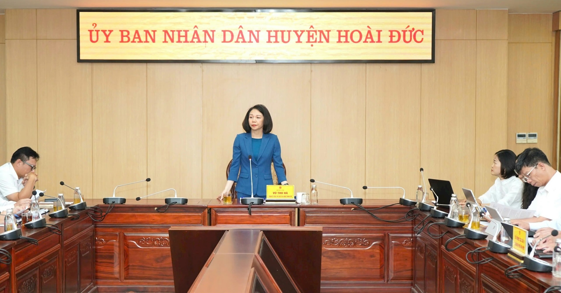 Phó Chủ tịch UBND thành phố Hà Nội Vũ Thu Hà làm việc với huyện Hoài Đức về công tác sắp xếp đơn vị hành chính cấp xã- Ảnh 1.